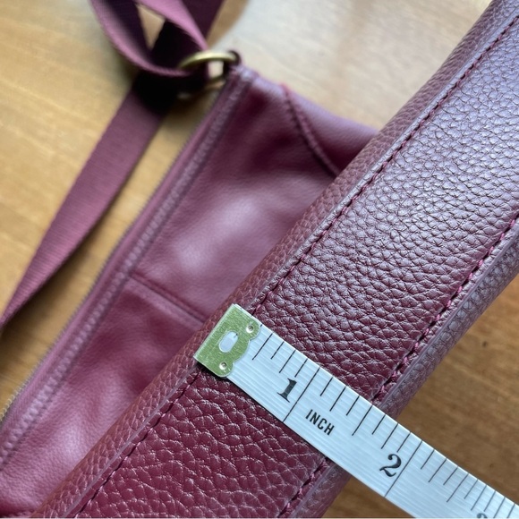 The Sak Burgundy Pebbled Leather Crossbody Bag with Adjustable Webbing Strap - Picture 10 of 12